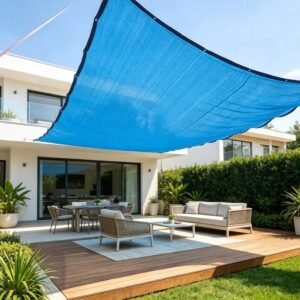 Blue Sunshade Installation | Premium Outdoor Shade Solutions in Islamabad, Taxila & Wah Cantt